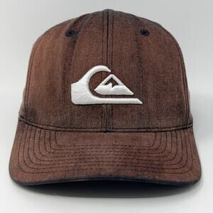 Quiksilver Hat Baseball Cap Surfer Surfing Bleach Spotted Brown FlexFit L-XL